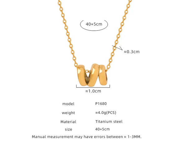 Wholesale Jewelry Casual Simple Style Letter Titanium Steel 18K Gold Plated Plating Pendant Necklace