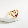 Wholesale Jewelry Casual Simple Style Round Heart Shape 304 Stainless Steel Rhinestones 14K Gold Plated Plating Inlay Open Rings