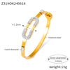 Casual Simple Style Round Lines 304 Stainless Steel 18K Gold Plated Rhinestones Bangle In Bulk