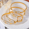 Casual Simple Style Round Lines 304 Stainless Steel 18K Gold Plated Rhinestones Bangle In Bulk
