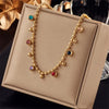 304 Stainless Steel 18K Gold Plated Casual Simple Style Plating Inlay Round Artificial Rhinestones Necklace