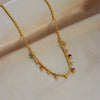 304 Stainless Steel 18K Gold Plated Casual Simple Style Plating Inlay Round Artificial Rhinestones Necklace