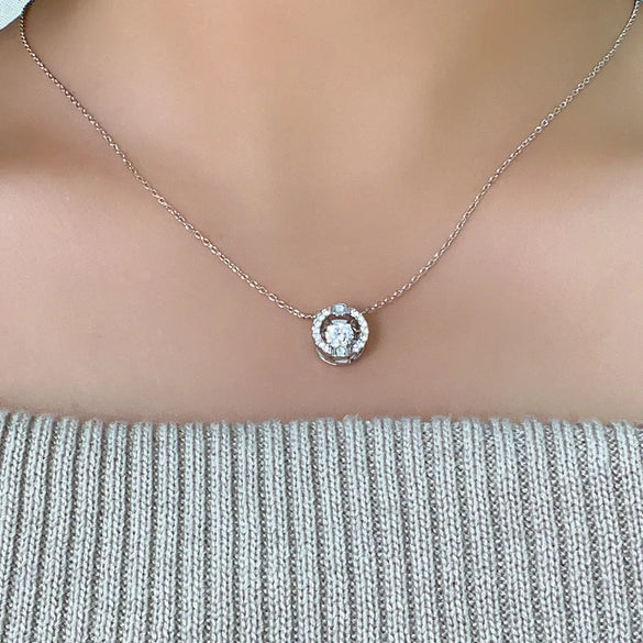 Casual Simple Style Shiny Round Copper Plating Inlay Zircon Rose Gold Plated White Gold Plated Pendant Necklace