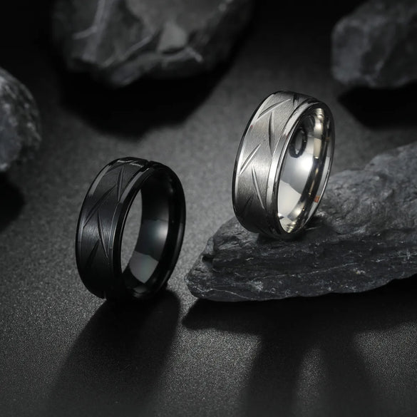 Casual Simple Style Solid Color 201 Stainless Steel Black Plated Men'S Rings