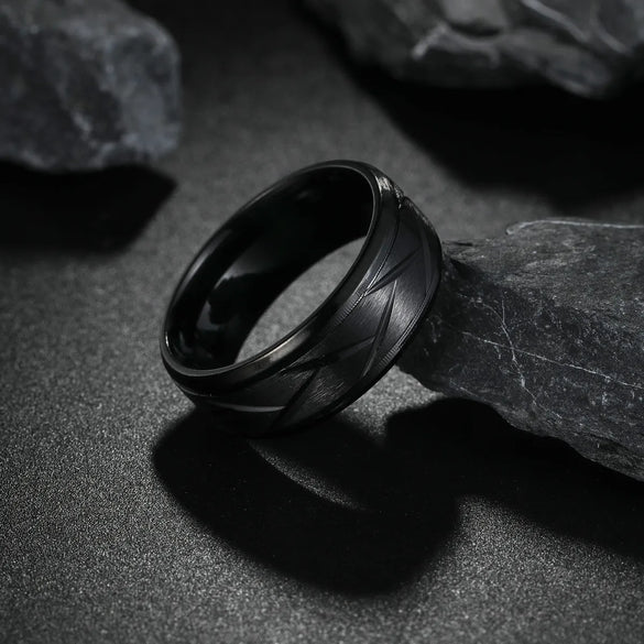 Casual Simple Style Solid Color 201 Stainless Steel Black Plated Men'S Rings