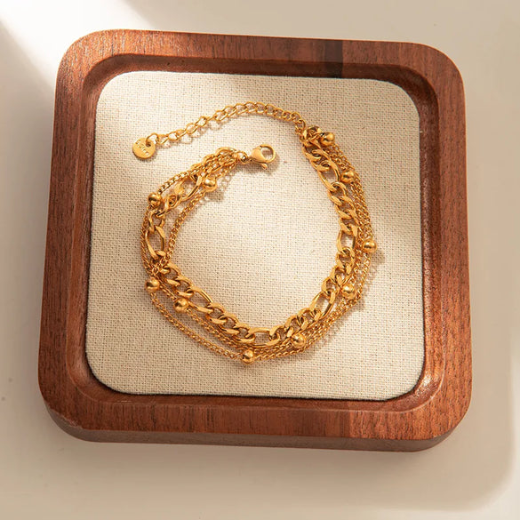 Casual Simple Style Solid Color 304 Stainless Steel 14K Gold Plated Bracelets In Bulk