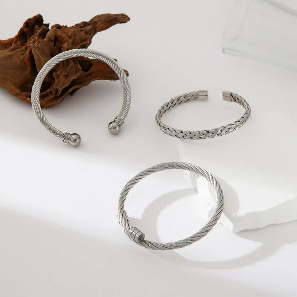 Casual Simple Style Solid Color Solid Color 304 Stainless Steel Braid Unisex Bangle