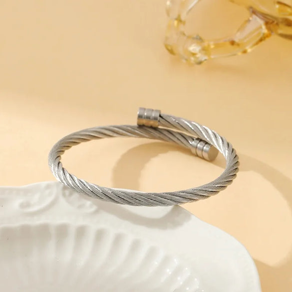 Casual Simple Style Solid Color Solid Color 304 Stainless Steel Braid Unisex Bangle