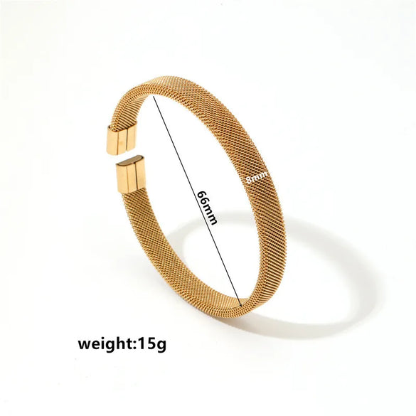 Casual Simple Style Solid Color Titanium Steel 18K Gold Plated Bangle In Bulk