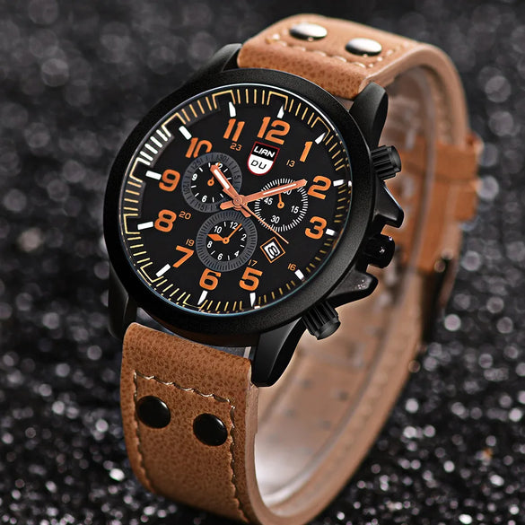 Casual Solid Color Buckle Quartz Men'S Watches