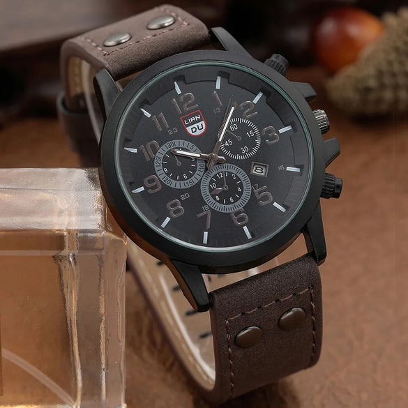 Casual Solid Color Buckle Quartz Men'S Watches