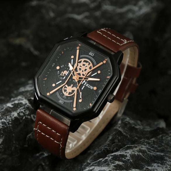 Casual Square Buckle Quartz Men'S Watches