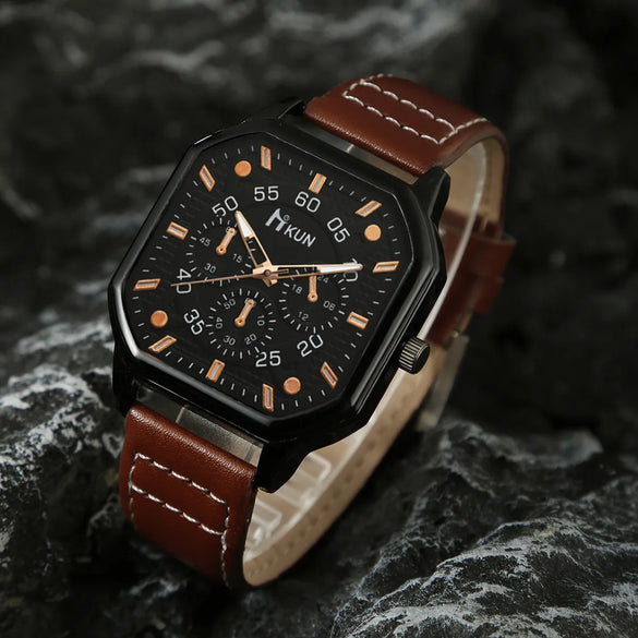 Casual Square Buckle Quartz Men'S Watches