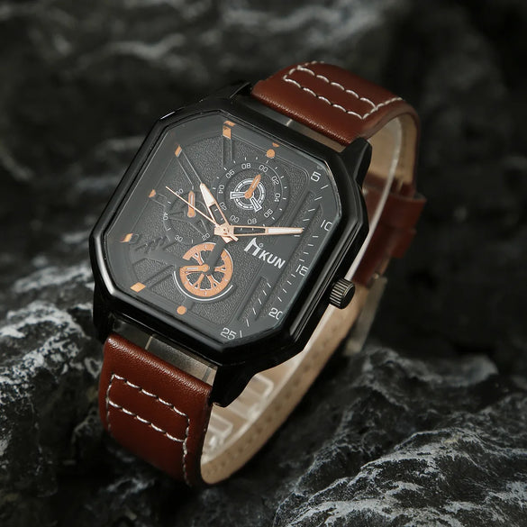 Casual Square Buckle Quartz Men'S Watches