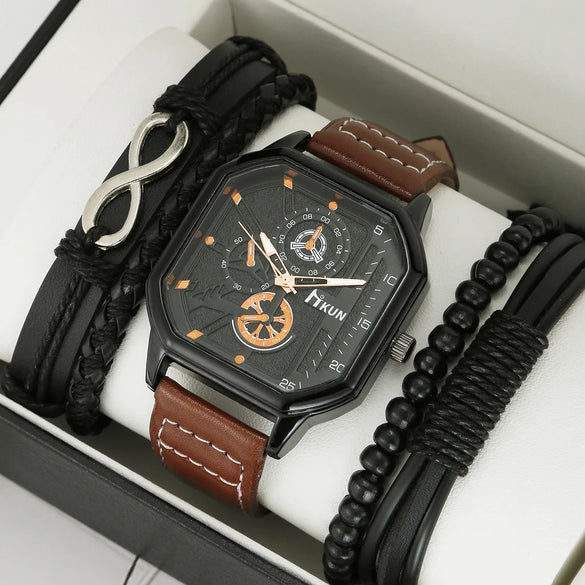Casual Square Buckle Quartz Men'S Watches