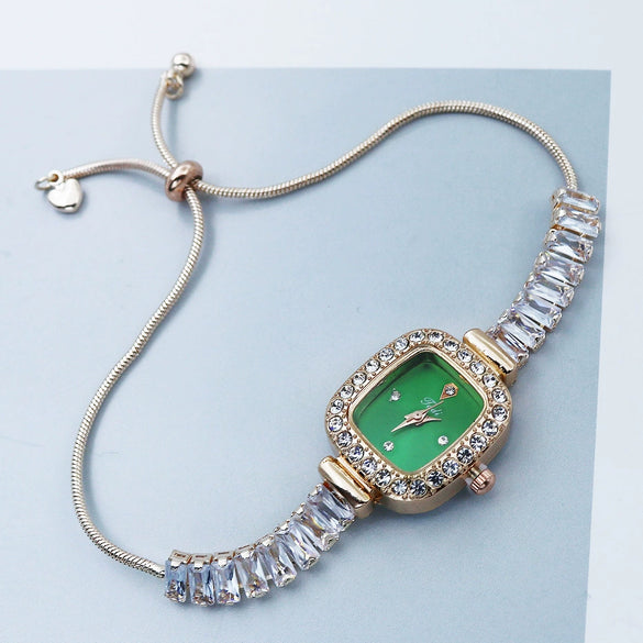 Casual Square Female Quartz Watch With Alloy Case And Buckle Mineral Reinforced Glass Mirror And Printed Logo