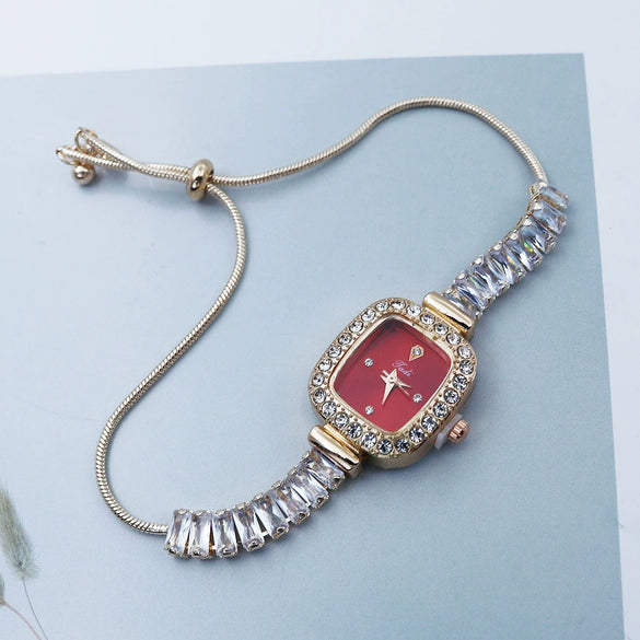 Casual Square Female Quartz Watch With Alloy Case And Buckle Mineral Reinforced Glass Mirror And Printed Logo