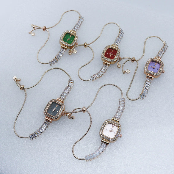 Casual Square Female Quartz Watch With Alloy Case And Buckle Mineral Reinforced Glass Mirror And Printed Logo