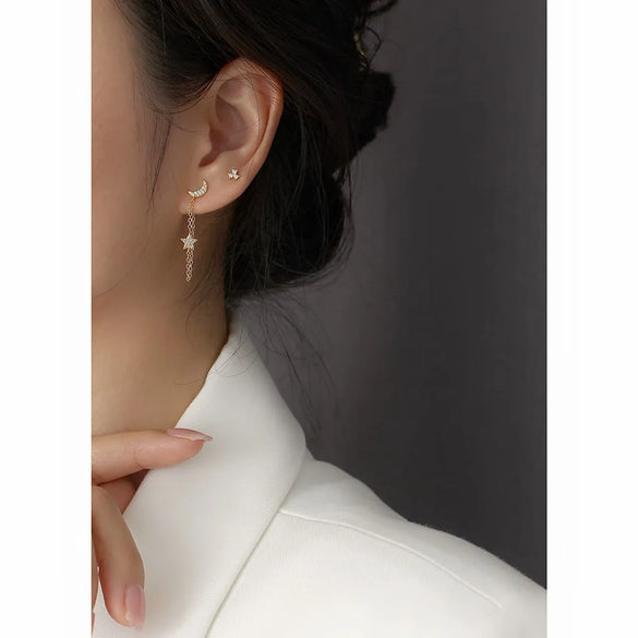 Casual Star Sterling Silver Plating Rhinestones Drop Earrings 1 Pair