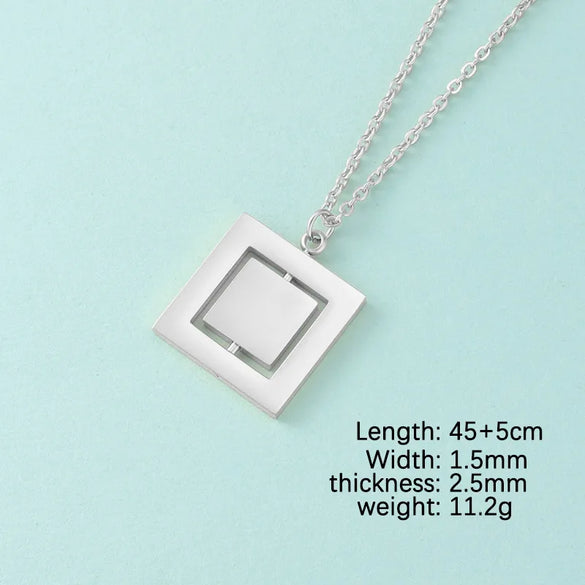 Wholesale Jewelry Casual Streetwear Geometric Customization Laser Engraving Stainless Steel 18K Gold Plated Pendant Necklace