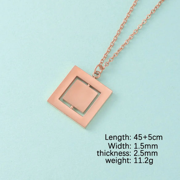 Wholesale Jewelry Casual Streetwear Geometric Customization Laser Engraving Stainless Steel 18K Gold Plated Pendant Necklace