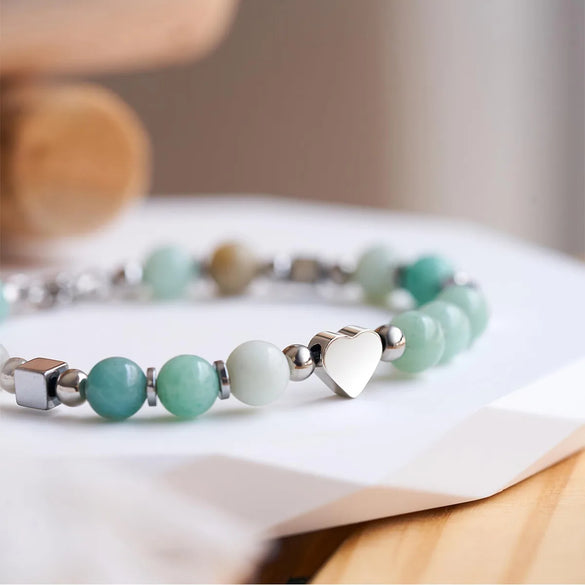Casual Sweet Simple Style Heart Shape 304 Stainless Steel Natural Stone Wholesale Bracelets
