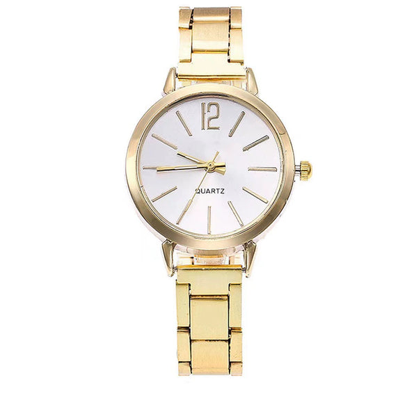 Casual Universal Quartz Watch With Plastic Case Iron Belt And Stainless Steel Buckle Round Dial