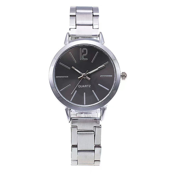 Casual Universal Quartz Watch With Plastic Case Iron Belt And Stainless Steel Buckle Round Dial