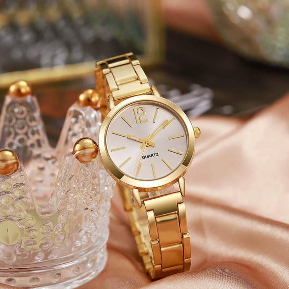 Casual Universal Quartz Watch With Plastic Case Iron Belt And Stainless Steel Buckle Round Dial