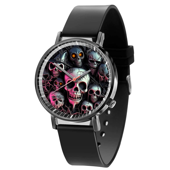 Casual Universal Quartz Watches With Alloy Case Silicone Strap And Stainless Steel Buckle For Halloween Gift