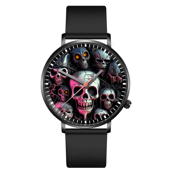Casual Universal Quartz Watches With Alloy Case Silicone Strap And Stainless Steel Buckle For Halloween Gift
