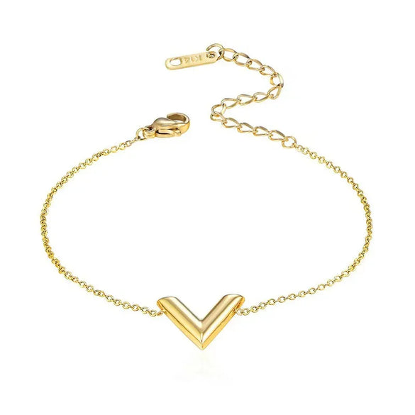 Casual V Shape Titanium Steel Plating Gold Plated Bracelets