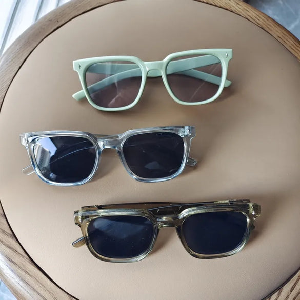 Casual Vacation Solid Color Pc Resin Square Full Frame Kids Sunglasses