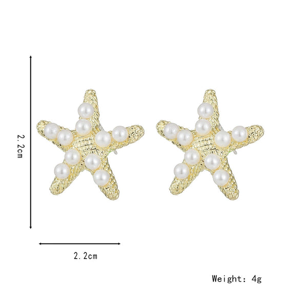 Casual Vacation Starfish Star Earrings Zinc Alloy Gold Plated Electroplated For Women