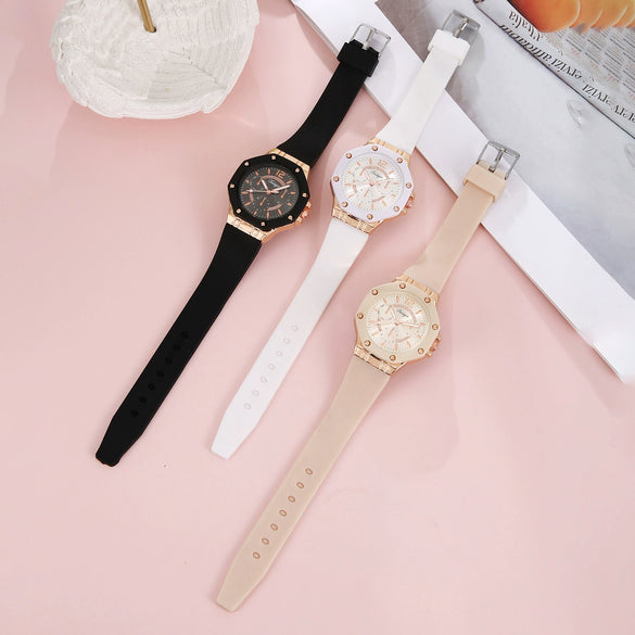 Casual Versatile Style Silicone Strap Quartz Watch For Men With Alloy Case And Round Dial