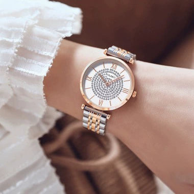 Casual Women's Quartz Watch Alloy Case Stainless Steel Buckle Round Dial