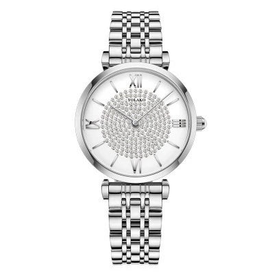 Casual Women's Quartz Watch Alloy Case Stainless Steel Buckle Round Dial
