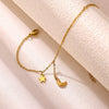 Celestial Moon And Star Zircon Goldplated Stainless Steel Bracelet For Unisex Wear
