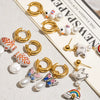 Ceramic And Stainless Steel Geometric Earrings For Women With Electroplating Design Light Luxury Style