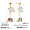Ceramic And Stainless Steel Geometric Earrings For Women With Electroplating Design Light Luxury Style