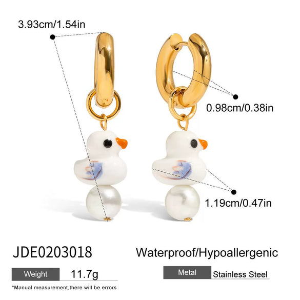Ceramic And Stainless Steel Geometric Earrings For Women With Electroplating Design Light Luxury Style