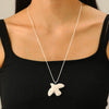 Ceramic Animal Pattern Peace Dove Pendant Necklace With Black Rope And Electroplating Design For Women