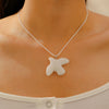 Ceramic Animal Pattern Peace Dove Pendant Necklace With Black Rope And Electroplating Design For Women