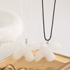Ceramic Animal Pattern Peace Dove Pendant Necklace With Black Rope And Electroplating Design For Women
