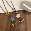 Ceramic Beads Starfish Women's Retro Braided Rope Necklace With Polish Finish