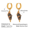 Ceramic Conch Earrings With Marine Elements Animal Zodiac Pattern Electroplated For Women