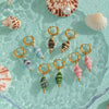 Ceramic Conch Earrings With Marine Elements Animal Zodiac Pattern Electroplated For Women