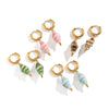 Ceramic Conch Earrings With Marine Elements Animal Zodiac Pattern Electroplated For Women