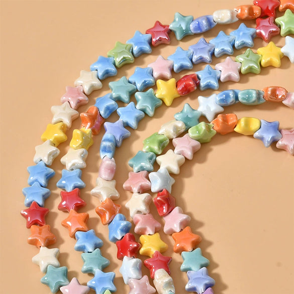 Ceramic Fivepointed Star Beads Handmade Jewelry Making Material With Baking Paint