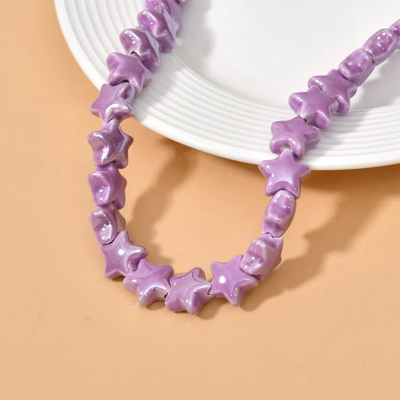 Ceramic Fivepointed Star Beads Handmade Jewelry Making Material With Baking Paint